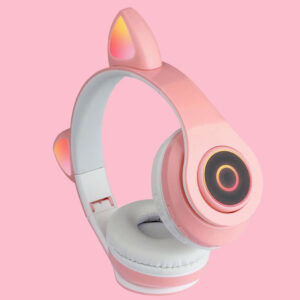 Ασύρματα Ακουστικά Bluetooth Γάτα LED Χρώματος Ροζ B39-Pink 2 b39pink2