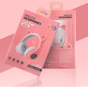 Ασύρματα Ακουστικά Bluetooth Γάτα LED Χρώματος Ροζ B39-Pink 4 b39pink3
