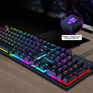 Σετ Gaming Ενσύρματο Πληκτρολόγιο και Ποντίκι USB με RGB LED Φωτισμό T-WOLF TF200 6 tf200 5