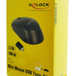 DELOCK ασύρματο ποντίκι 12526, Οπτικό, USB-C receiver, 3-button, μαύρο 4 12526 3
