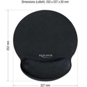 DELOCK Mousepad 12559 με στήριγμα καρπού, 252 x 227mm, μαύρο 2 252 x 227mm