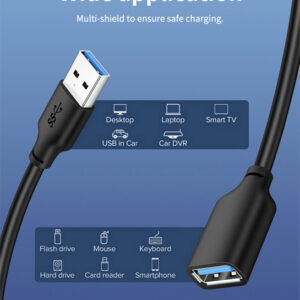 CABLETIME καλώδιο προέκτασης USB CT-AMAFN, 5Gbps, 2m, μαύρο 4 μαύρο