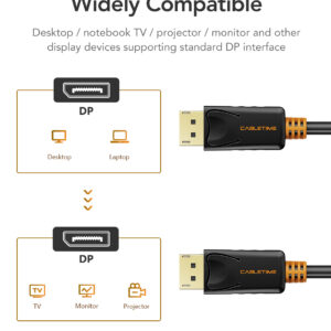 CABLETIME καλώδιο DisplayPort CT-01G, 4K/60Hz, 1m, μαύρο 3 1m