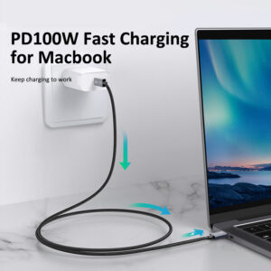 CABLETIME καλώδιο USB-C CT-C160 Thunderbolt3, 100W 40Gbps, 5K, 1m, μαύρο 2 100W 40Gbps