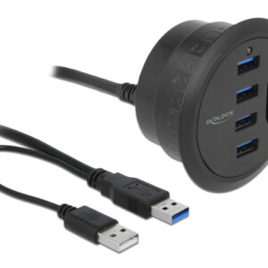 DELOCK USB hub 62868, 4x θυρών, 5Gbps, Φ60/80mm, USB σύνδεση, μαύρο 1 DELOCK USB hub 62868