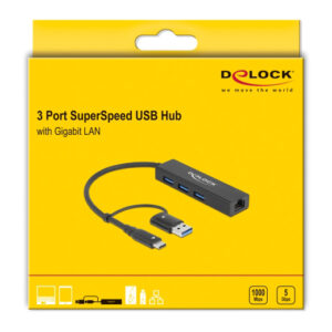 DELOCK docking station 64149, 4 θυρών, USB & USB-C σύνδεση, μαύρο 3 USB & USB-C σύνδεση