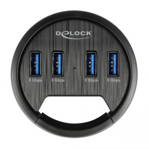 DELOCK USB hub 64153, 4x θυρών, 5Gbps, Φ60mm, USB σύνδεση, μαύρο 3 5Gbps