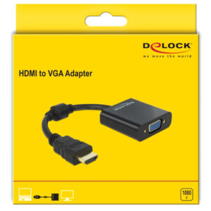 DELOCK αντάπτορας HDMI σε VGA 65512, 1080p, μαύρος 3 μαύρος