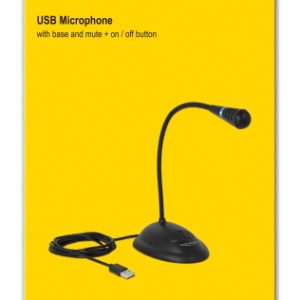DELOCK μικρόφωνο με βάση και mute button 65871, USB, 1.7m, μαύρο 3 1.7m