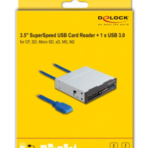 DELOCK USB 19-pin card reader 91759, CF/SD/micro SD/xD/MS/M2/USB, 5Gbps 3 5Gbps