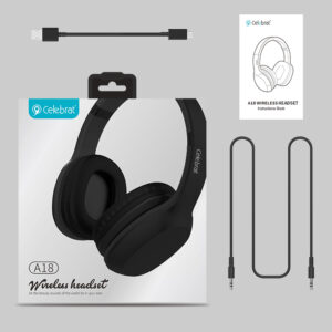 CELEBRAT Bluetooth headphones A18-BK, wireless & wired, μαύρο 3 A18 BK 2