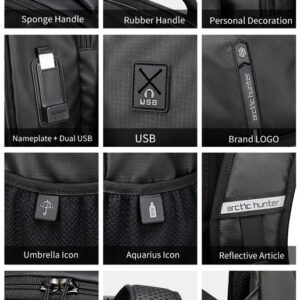 ARCTIC HUNTER τσάντα πλάτης B00388 με θήκη laptop 15.6", USB, 27L, μπλε 4 μπλε