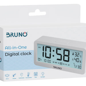 BRUNO ξυπνητήρι BRN-0062 με μέτρηση θερμοκρασίας και υγρασίας, λευκό 2 λευκό