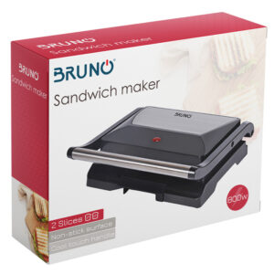 BRUNO τοστιέρα BRN-0067, αντικολλητική επιφάνεια, Inox λαβή, 800W 3 Inox λαβή
