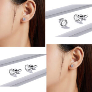 BAMOER σκουλαρίκια καρφωτά BSE166 με κυβική ζιρκόνια, 6mm, ασήμι 925 2 6mm