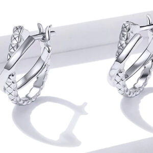 BAMOER σκουλαρίκια διπλοί κρίκοι BSE440, ασήμι 925, ασημί 3 ασημί