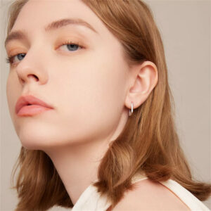 BAMOER σκουλαρίκια οβάλ κρίκοι BSE478, ασήμι 925, ασημί 2 ασήμι 925