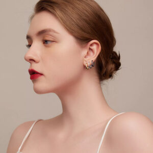 BAMOER σκουλαρίκια οβάλ κρίκοι BSE478-D, ασήμι 925, μαύρα 2 ασήμι 925