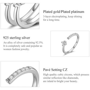 BAMOER δαχτυλίδι BSR203-A, κυβική ζιρκόνια, ανοιγόμενο, ασήμι 925, ασημί 3 ανοιγόμενο