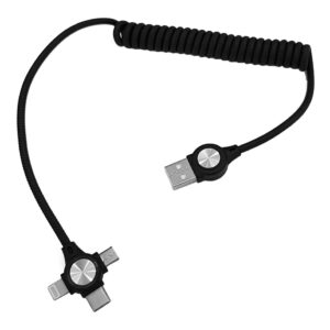 POWERTECH καλώδιο USB σε 3 in 1 CAB-U114, 12W, σπιράλ, έως 1m, μαύρο