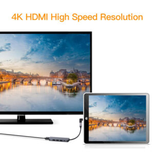 POWERTECH docking station CAB-UC045, 5 θυρών, USB-C σύνδεση, 4K, ασημί 3 USB-C σύνδεση