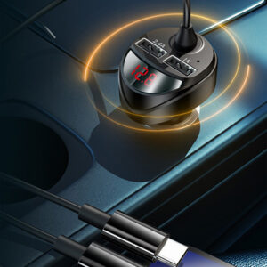 USAMS φορτιστής αυτοκινήτου C22 με καλώδιο 3 σε 1 & οθόνη, 3.4A, μαύρος 3 μαύρος