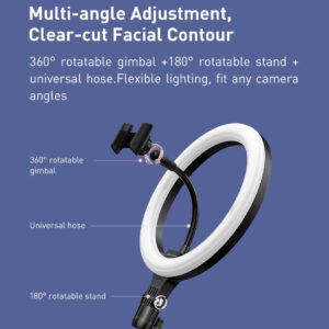 BASEUS φωτιστικό δαχτυλίδι LED CRZB12-B01, 12", χωρίς τρίποδα, μαύρο 4 μαύρο