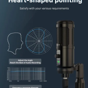 CABLETIME πυκνωτικό μικρόφωνο MP01-AB, με αντιανέμιο & τρίποδα, USB 3 USB