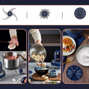 DEERMA πολυκόπτης JR08, επαναφορτιζόμενος , 3x δοχεία, 220W, μπλε 3 3x δοχεία