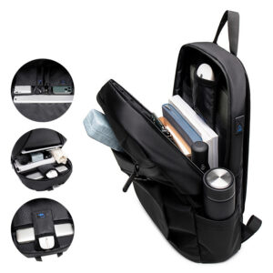 GOLDEN WOLF τσάντα πλάτης GB00400-BK, με θήκη laptop 15.6", μαύρη 3 μαύρη