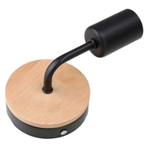 POWERTECH φωτιστικό τοίχου HLL-0017, E27, ξύλο-μέταλλο, μαύρο 3 ξύλο-μέταλλο