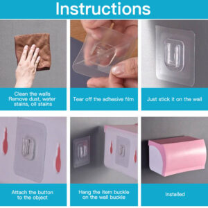 Αυτοκόλλητες βάσεις HUH-0079, 2 όψεων, 6 x 6cm, διάφανο, 5 ζεύγη 3 6 x 6cm