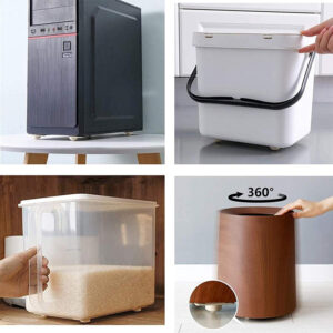 Αυτοκόλλητα ροδάκια HUH-0084, πλαστικά, λευκά, 4τμχ 2 πλαστικά