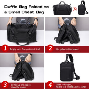 ARCTIC HUNTER τσάντα ταξιδίου LX00021, πτυσσόμενη, 30L, μαύρη 2 πτυσσόμενη