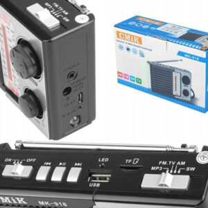 HMIK φορητό ραδιόφωνο & ηχείο MK-918 με φακό, USB/TF/AUX, μαύρο 4 LXMK918C 3