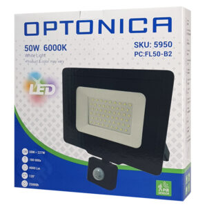 OPTONICA LED προβολέας 5950, με αισθητήρα κίνησης, 50W, 6000K, IP65 2 με αισθητήρα κίνησης