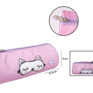 MP υφασμάτινη κασετίνα PA1025-01, κυλινδρική, ροζ 2 κυλινδρική