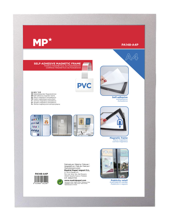 MP αυτοκόλλητη θήκη ανακοινώσεων A4 PA148 με μαγνητικό πλαίσιο MP αυτοκόλλητη θήκη ανακοινώσεων A4 PA148 με μαγνητικό πλαίσιο