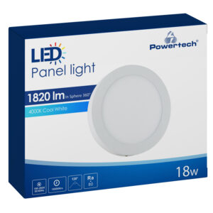POWERTECH LED panel PAN-0002, 18W, Φ 22.5cm, 4000K, 1820lm, λευκό 3 Φ 22.5cm