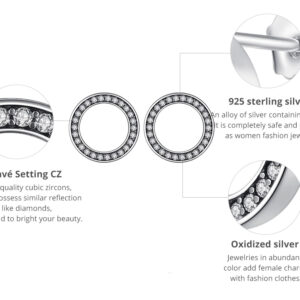 BAMOER σκουλαρίκια καρφωτά PAS437 σε σχέδιο κύκλου, ασήμι 925, ασημί 3 ασημί