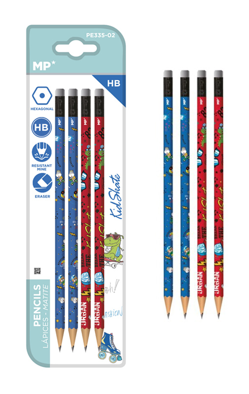 MP ξύλινο μολύβι Kid Skate PE335-02 με γόμα MP ξύλινο μολύβι Kid Skate PE335-02 με γόμα