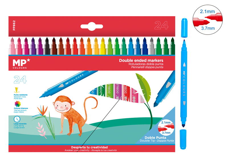 MP σετ χρωματιστών μαρκαδόρων με διπλή μύτη 2.1 & 3.7mm PP862 MP σετ χρωματιστών μαρκαδόρων με διπλή μύτη 2.1 & 3.7mm PP862