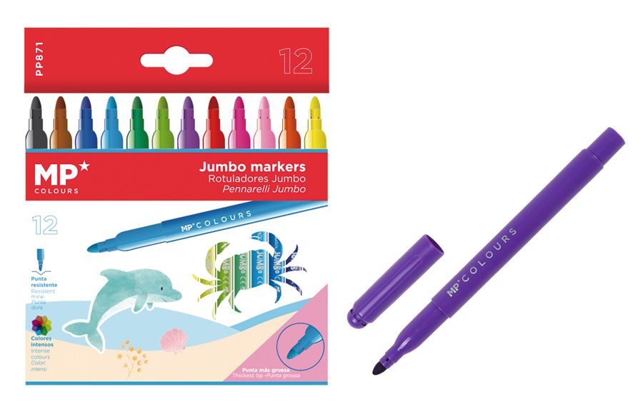 MP σετ χρωματιστών μαρκαδόρων Jumbo με χοντρή μύτη PP871 MP σετ χρωματιστών μαρκαδόρων Jumbo με χοντρή μύτη PP871