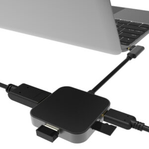 POWERTECH docking station PTH-051, 4 θυρών, USB-C, 65W PD, 4K, γκρι 2 4 θυρών