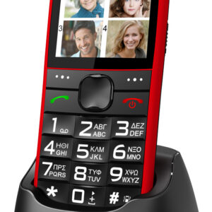 Κινητό Τηλέφωνο Ελληνικό μενού κουμπί SOS, με φακό, PTM-25 κόκκινο 3 με φακό
