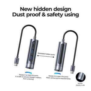 JOYROOM docking station S-H113-DG, 4 θυρών, USB-C, 100W PD, 4K, γκρι 3 USB-C