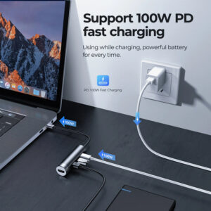 JOYROOM docking station S-H113-DG, 4 θυρών, USB-C, 100W PD, 4K, γκρι 4 100W PD