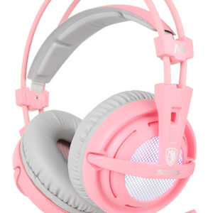 SADES Gaming Headset A6, multiplatform, USB, LED, ροζ 3 USB