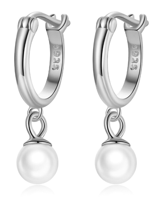 BAMOER σκουλαρίκια κρίκος SCE1257 με πέρλα BAMOER σκουλαρίκια κρίκος SCE1257 με πέρλα