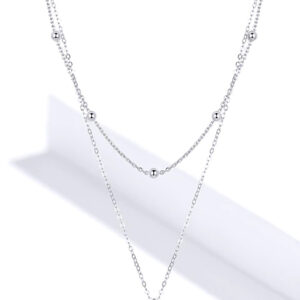 BAMOER κολιέ SCN365 δυο σειρών, ασήμι 925, ασημί 3 ασημί